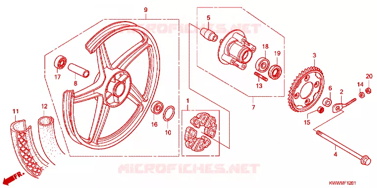 ROUE ARRIERE Honda MOTO 110 WAVE 2012  AFP110MCSC