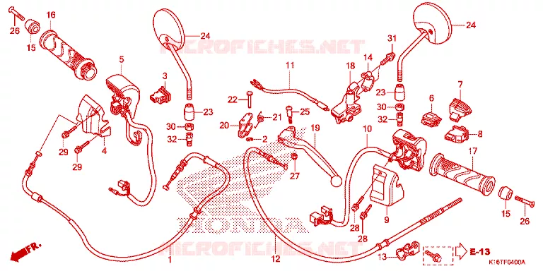 COMMODO - LEVIER - CABLE Honda SCOOTER 110 SCOOPY 2012  ACF110SFC