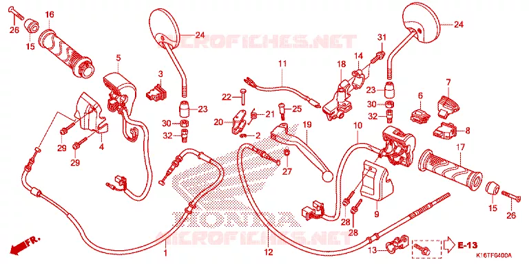 COMMODO - LEVIER - CABLE Honda SCOOTER 110 SCOOPY 2014  ACF110SFE_4TH