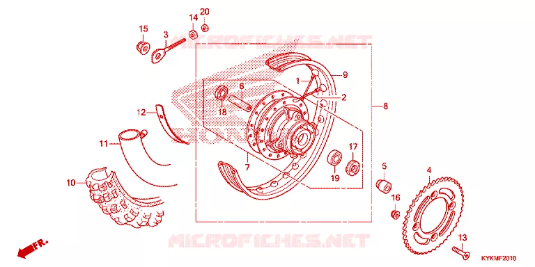 ROUE ARRIERE Honda MOTO 110 CRF 2025  CRF110FS