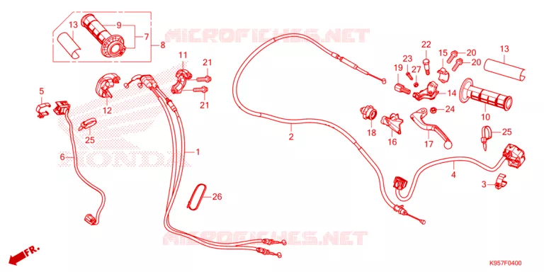 LEVIER DE GUIDON - CABLE - COMMODO Honda MOTO 250 CRF 2025  CRF250RS