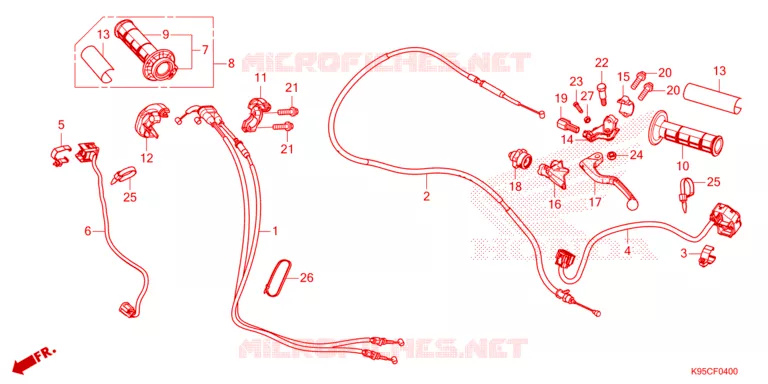 LEVIER DE GUIDON - CABLE - COMMODO Honda MOTO 250 CRF 2025  CRF250RS