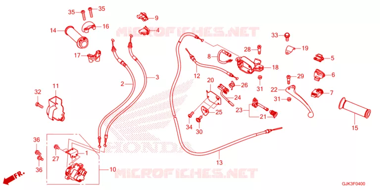 LEVIER DE GUIDON - CABLE - COMMODO Honda SCOOTER electric EM1 2024  EVP1P