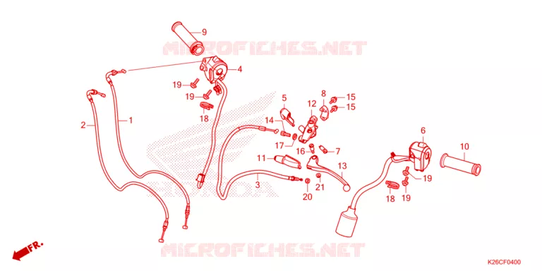 LEVIER DE GUIDON - CABLE - COMMODO Honda MOTO 125 MSX 2024  MSX125AR
