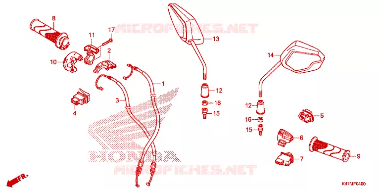 COMMODO - CABLE - RETROVISEUR Honda MOTO 125 DASH 2024  AFP125CRFS