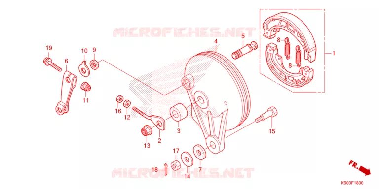 FLASQUE - MACHOIRES DE FREIN ARRIERE Honda MOTO 110 WAVE 2023  AFS110CSFP