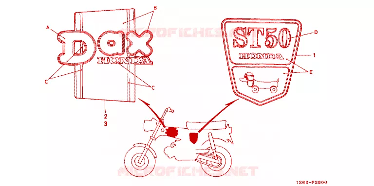 AUTOCOLLANTS Honda MOTO 50 DAX 1996  ST50S