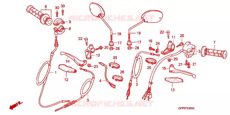 COMMODO - LEVIER - CABLE Honda MOTO 100 POP 2008  RF1008