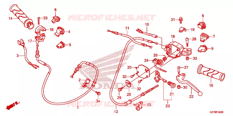 LEVIER DE GUIDON - CABLE - COMMODO Honda SCOOTER 125 AIR-BLADE 2014  ACA125CBFE_3V