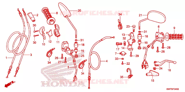 LEVIER DE GUIDON - CABLE - COMMODO Honda MOTO 300 XR 2016  XRE300F