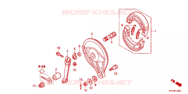 FLASQUE - MACHOIRES DE FREIN ARRIERE Honda MOTO 150 GL 2012  GL1501WHC