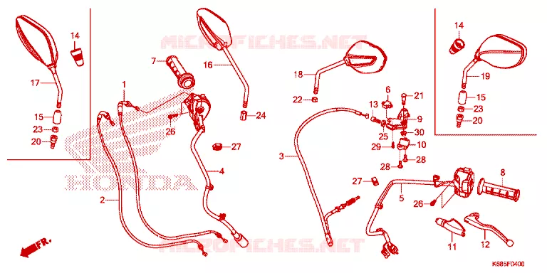 LEVIER DE GUIDON - CABLE - COMMODO Honda MOTO 190 XR 2016  XRE190AG