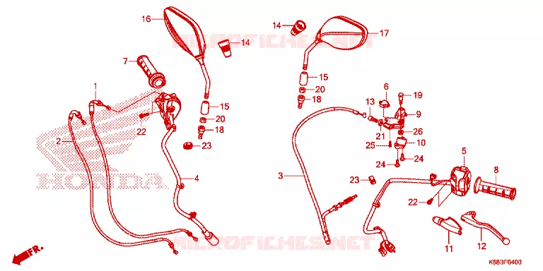 LEVIER DE GUIDON - CABLE - COMMODO Honda MOTO 190 XR 2020  XRE190AL
