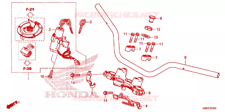 GUIDON - TE DE FOURCHE Honda MOTO 190 XR 2021  XRE190AM