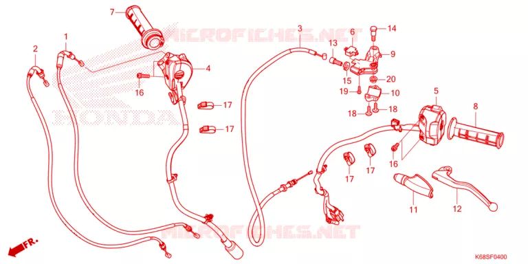 LEVIER DE GUIDON - CABLE - COMMODO Honda MOTO 190 XR 2025  XRE190AS