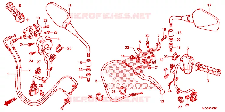 LEVIER DE GUIDON - CABLE - COMMODO Honda MOTO 700 NC 2013  NC700XD
