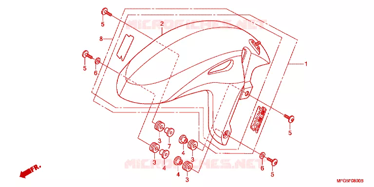 GARDE BOUE AVANT Honda MOTO 600 HORNET 2012  CB600FAC_BR