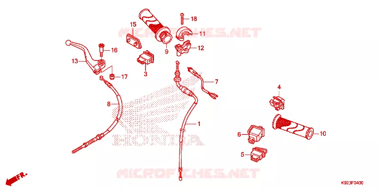 LEVIER DE GUIDON - CABLE - COMMODO Honda MOTO 110 WAVE 2017  AFS110SPH