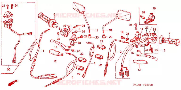 LEVIER DE GUIDON - CABLE - COMMODO Honda MOTO 125 CG 2004  CG125CA4