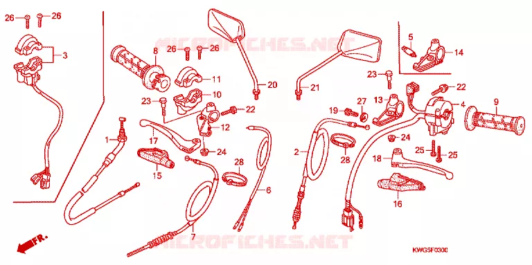 LEVIER DE GUIDON - CABLE - COMMODO Honda MOTO 125 CG 2010  CG125CKSA