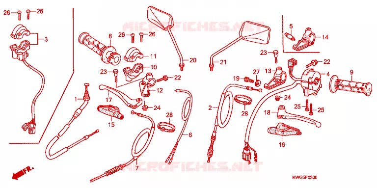 LEVIER DE GUIDON - CABLE - COMMODO Honda MOTO 125 CG 2011  CG125CESB