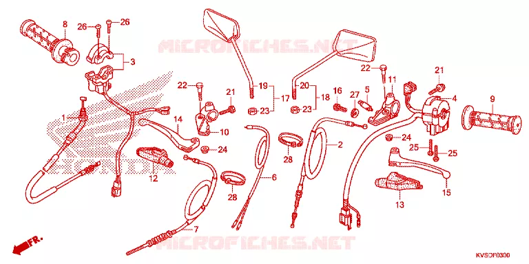 LEVIER DE GUIDON - CABLE - COMMODO Honda MOTO 150 CG 2013  CG150ESDD_6BR
