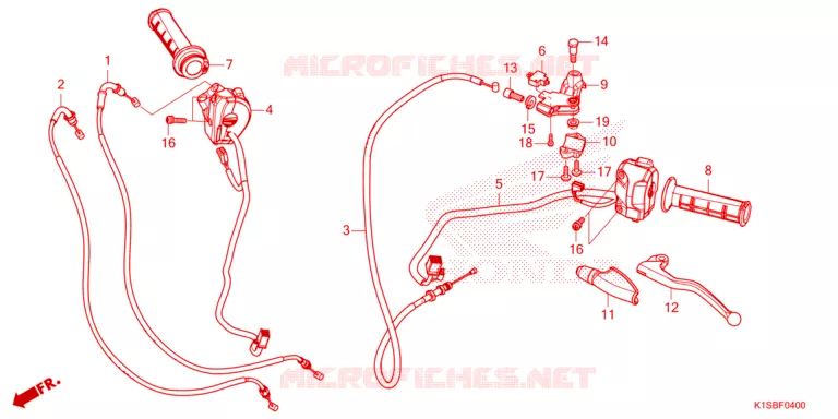 LEVIER DE GUIDON - CABLE - COMMODO Honda MOTO 160 NX 2025  NXR160AS