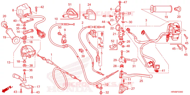 LEVIER DE GUIDON - CABLE - COMMODO Honda ATV 520 FOURTRAX 2025  TRX520FM1S