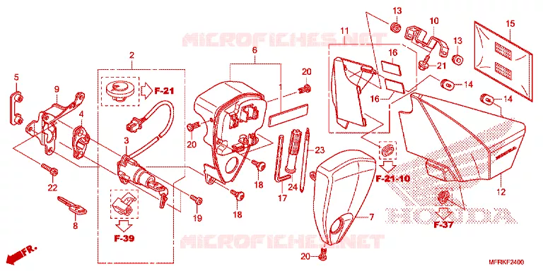 COUVERCLE LATERAL - OUTILS - CONTACTEUR A CLES Honda MOTO 1300 VT 2025  VT1300CXAS