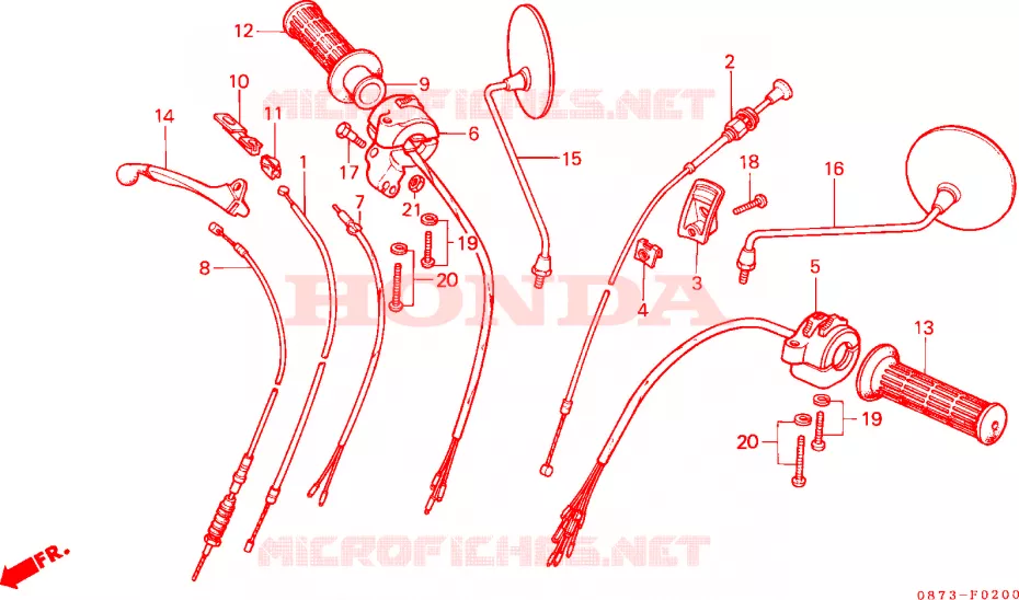 COMMODOS - POIGNEES - LEVIERS - CABLES Honda MOTO 90 CUB 1992  C90ZN