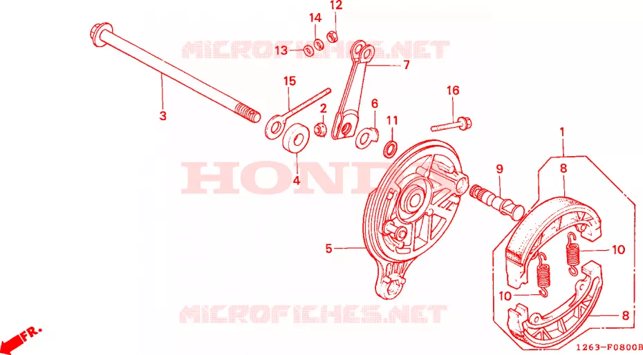FLASQUE - MACHOIRES DE FREIN ARRIERE Honda MOTO 70 DAX 1982  ST70C