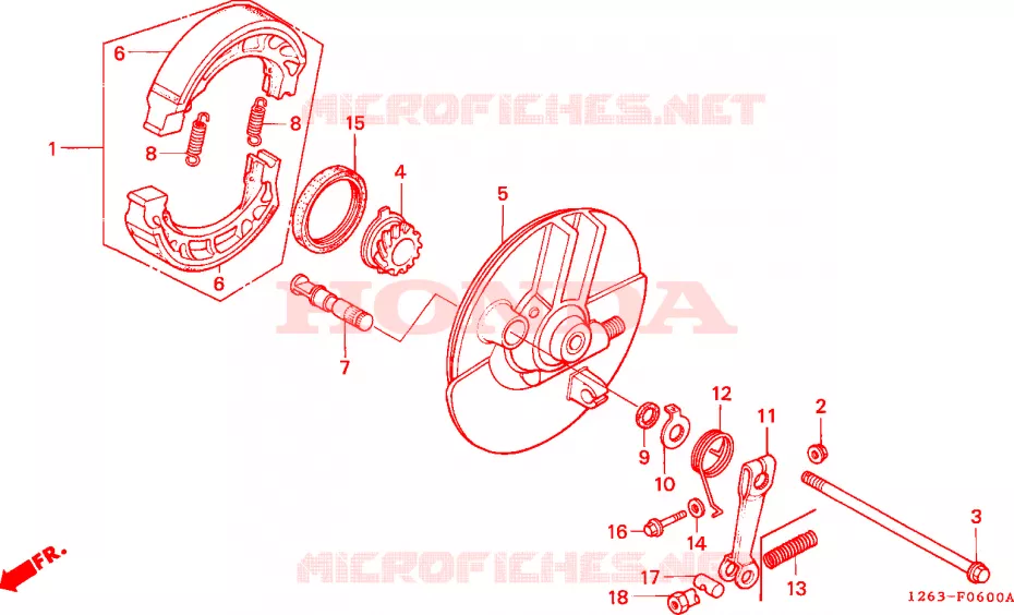 FLASQUE - MACHOIRES DE FREIN AVANT Honda MOTO 70 DAX 1990  ST70L