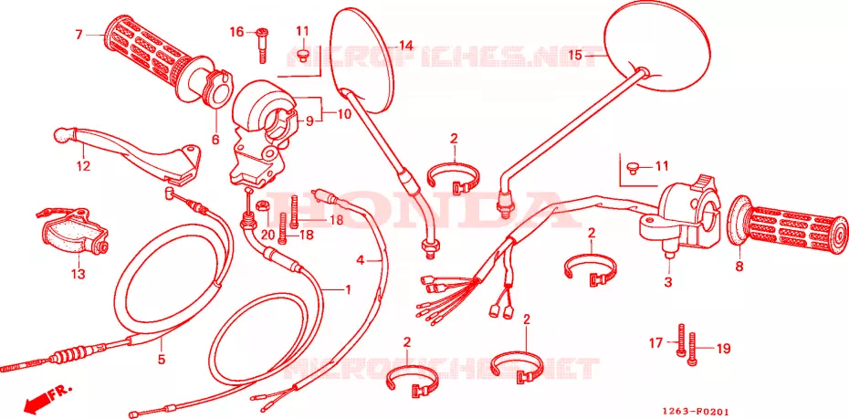 LEVIER DE GUIDON - CABLE - COMMODO Honda MOTO 50 DAX 1988  ST50J