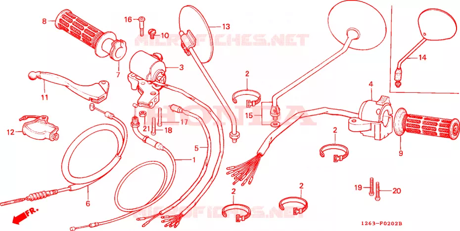 LEVIER DE GUIDON - CABLE - COMMODO Honda MOTO 70 DAX 1989  ST70K