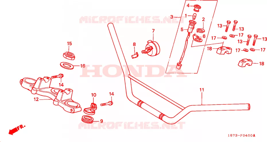 GUIDON - TE DE FOURCHE Honda MOTO 50 MT 1993  MT50SP