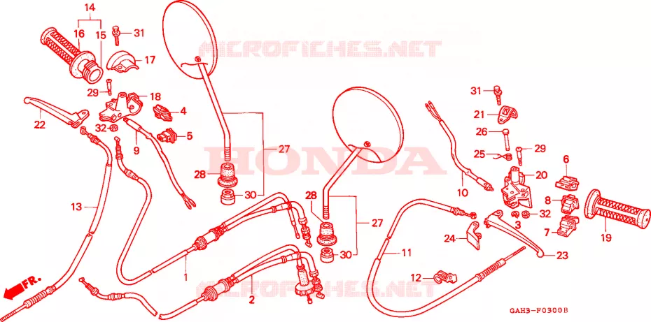 LEVIER DE GUIDON/COMMUTATEUR/CABLE(1) Honda SCOOTER 50 DIO 1995  SK50MN