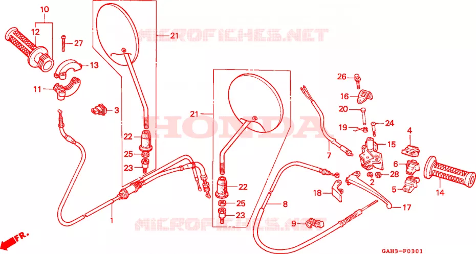 LEVIER DE GUIDON/COMMUTATEUR/CABLE(2) Honda SCOOTER 50 DIO 1993  SK50MP