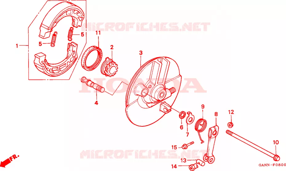 FLASQUE - MACHOIRES DE FREIN AVANT Honda MOTO 70 DAX 1994  ST70R