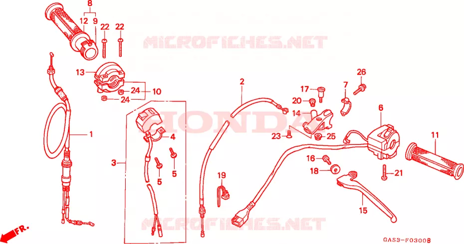 LEVIER DE GUIDON - CABLE - COMMODO Honda MOTO 75 NSR 1994  NSR75R