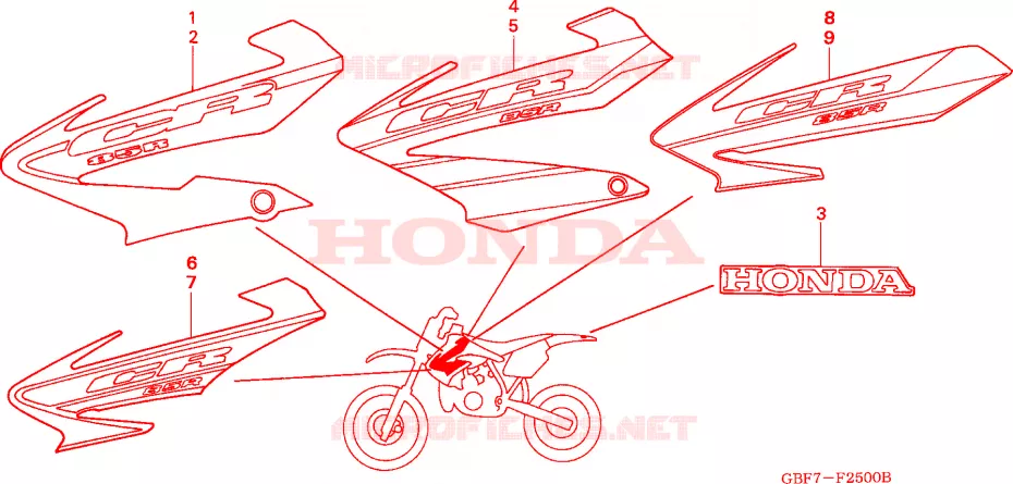 AUTOCOLLANTS Honda MOTO 85 CR 2004  CR85RB4