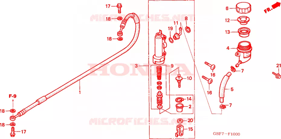 MAITRE-CYLINDRE DE FREIN ARRIERE Honda MOTO 85 CR 2003  CR85RB3