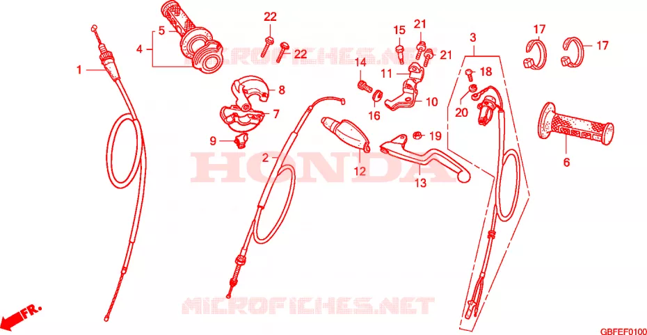 COMMODO - LEVIER - CABLE Honda MOTO 85 CR 2006  CR85RB7