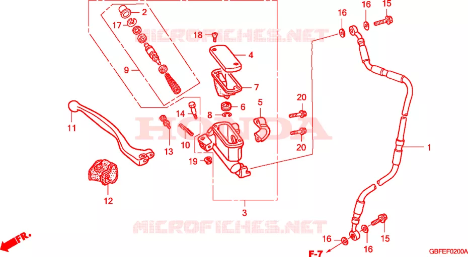 MAITRE CYLINDRE DE FREIN AVANT Honda MOTO 85 CR 2007  CR85R7