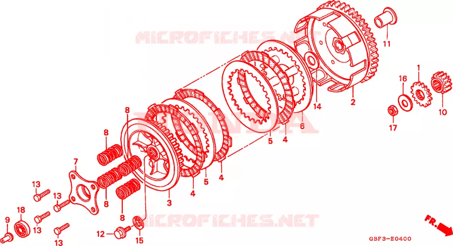 EMBRAYAGE Honda MOTO 80 CR 1996  CR80RT