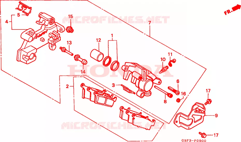 ETRIER DE FREIN ARRIERE Honda MOTO 80 CR 1996  CR80RT