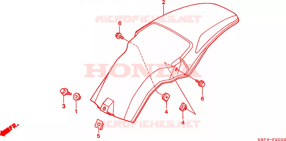 GARDE-BOUE ARRIERE Honda MOTO 80 CR 1996  CR80RT