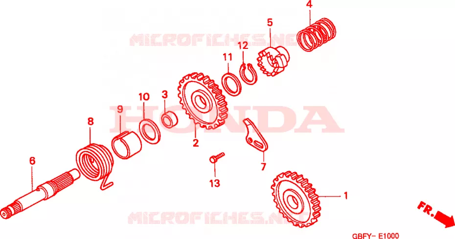 AXE DE KICK Honda MOTO 80 CR 2000  CR80RBY