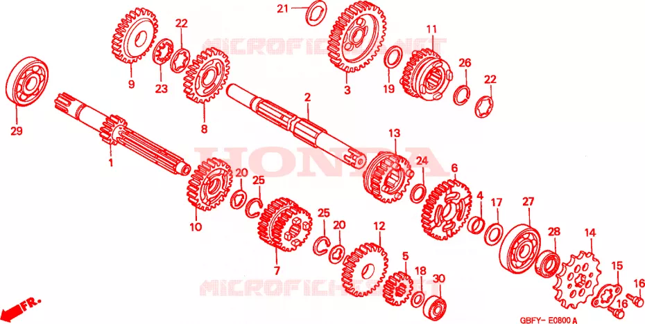 BOITE DE VITESSES Honda MOTO 80 CR 2000  CR80RY