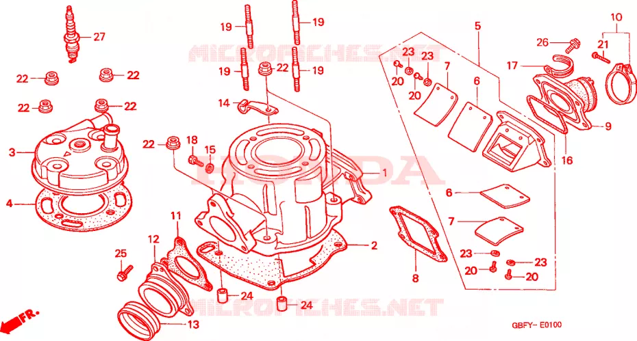 CYLINDRE - CULASSE Honda MOTO 80 CR 2000  CR80RY