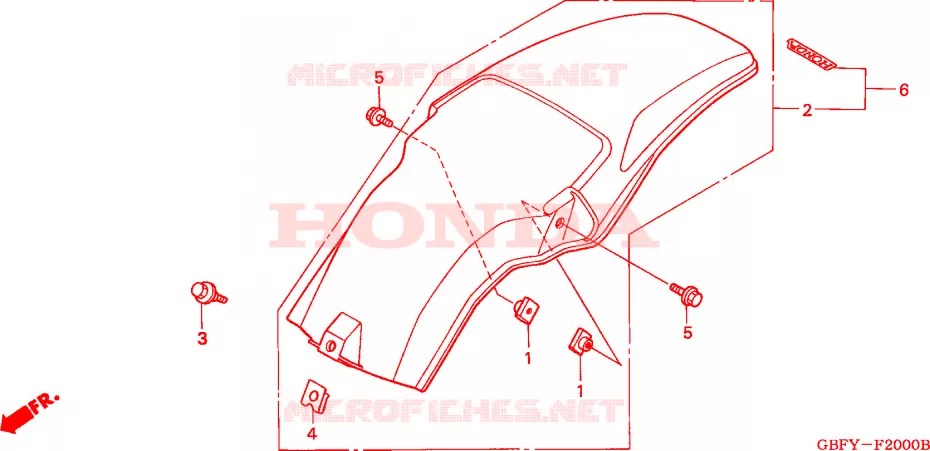 GARDE-BOUE ARRIERE Honda MOTO 80 CR 2000  CR80RY